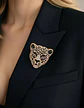 Broche De Alfiler Hombres Y Mujeres Cabeza Leopardo Cristal - Miniatura 7