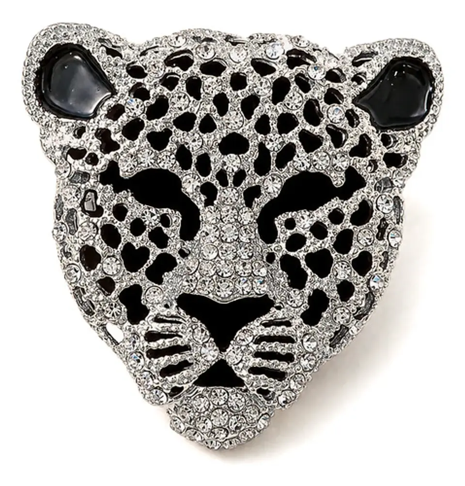 Broche De Alfiler Hombres Y Mujeres Cabeza Leopardo Cristal 9