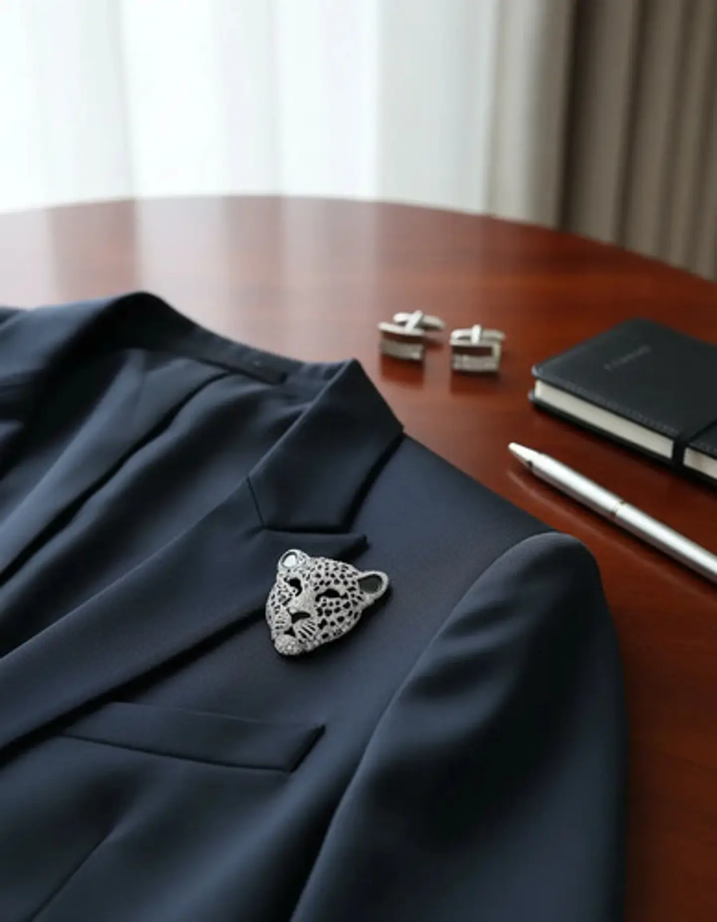 Broche De Alfiler Hombres Y Mujeres Cabeza Leopardo Cristal 10