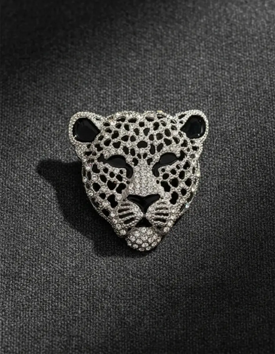 Broche De Alfiler Hombres Y Mujeres Cabeza Leopardo Cristal 11