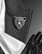 Broche De Alfiler Hombres Y Mujeres Cabeza Leopardo Cristal - Miniatura 12