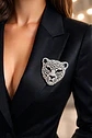 Broche De Alfiler Hombres Y Mujeres Cabeza Leopardo Cristal - Miniatura 13