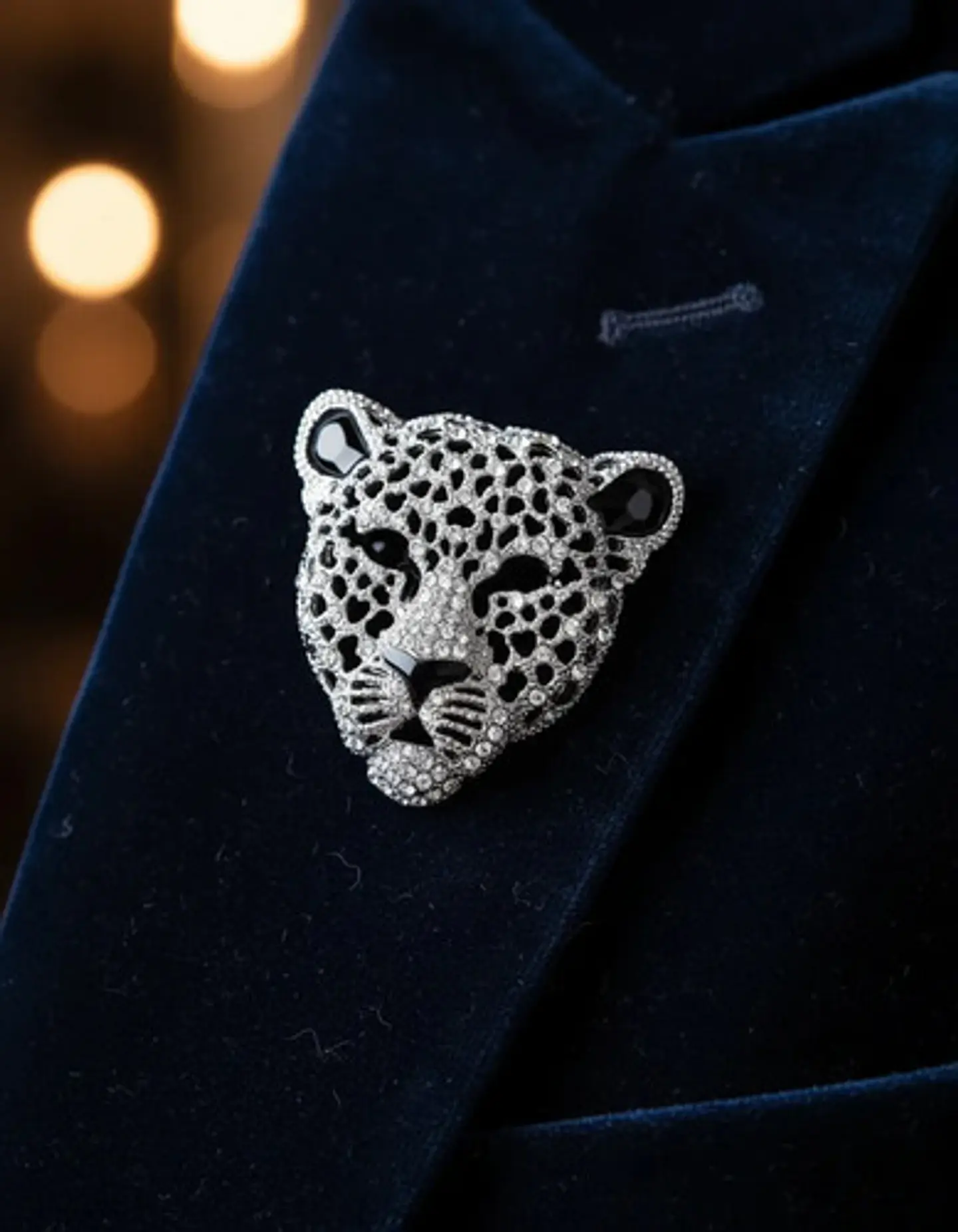 Broche De Alfiler Hombres Y Mujeres Cabeza Leopardo Cristal 14