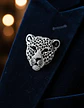 Broche De Alfiler Hombres Y Mujeres Cabeza Leopardo Cristal - Miniatura 14