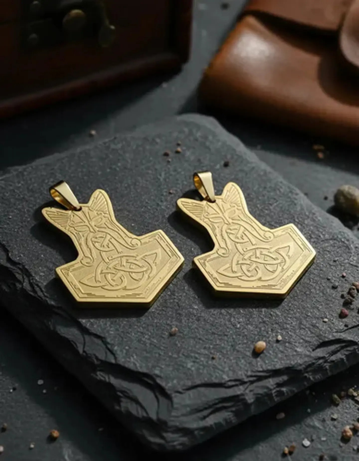 Set 2 Dijes Vikingos De Acero Para Hombres Amuletos Mjölnir 8