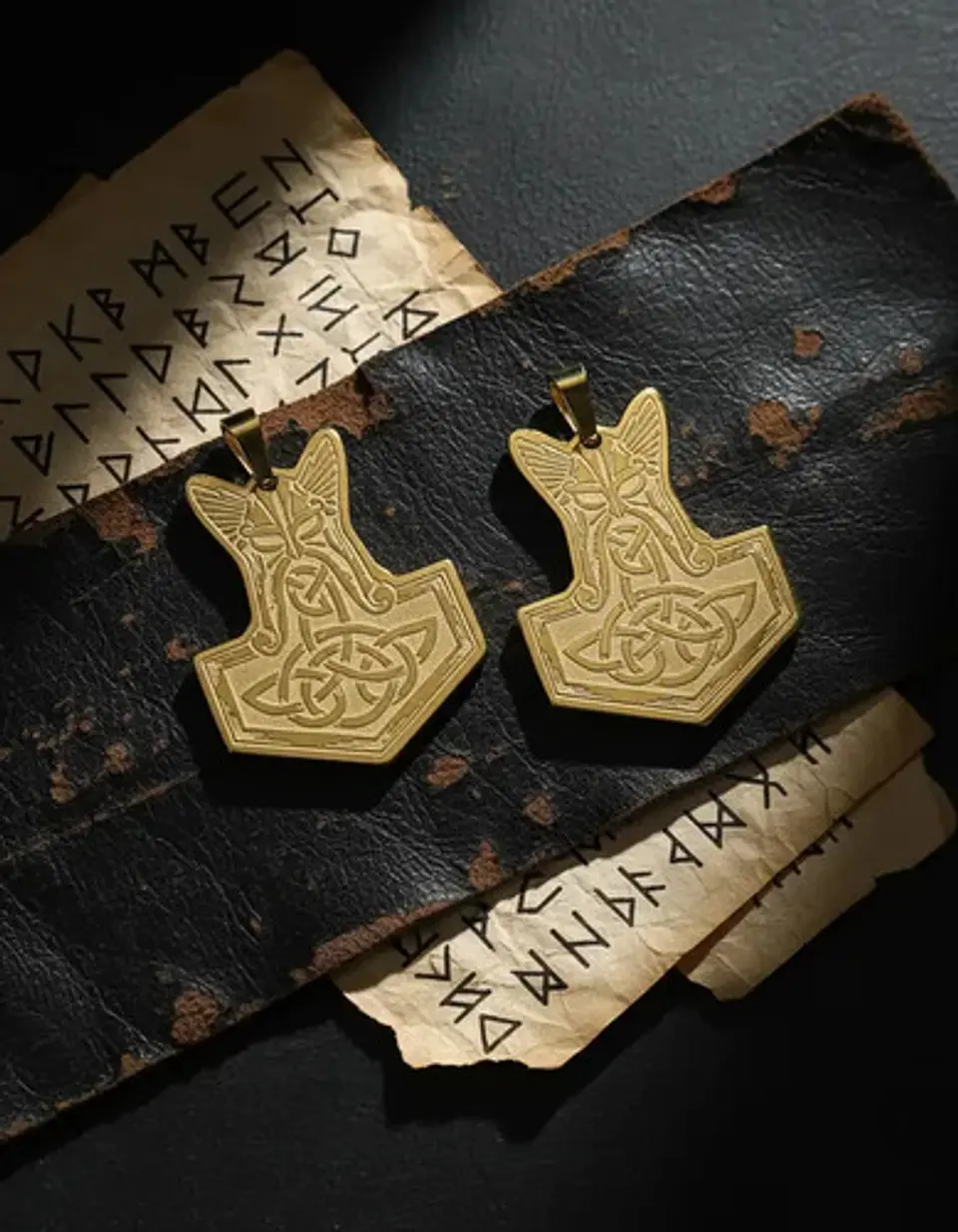 Set 2 Dijes Vikingos De Acero Para Hombres Amuletos Mjölnir 9