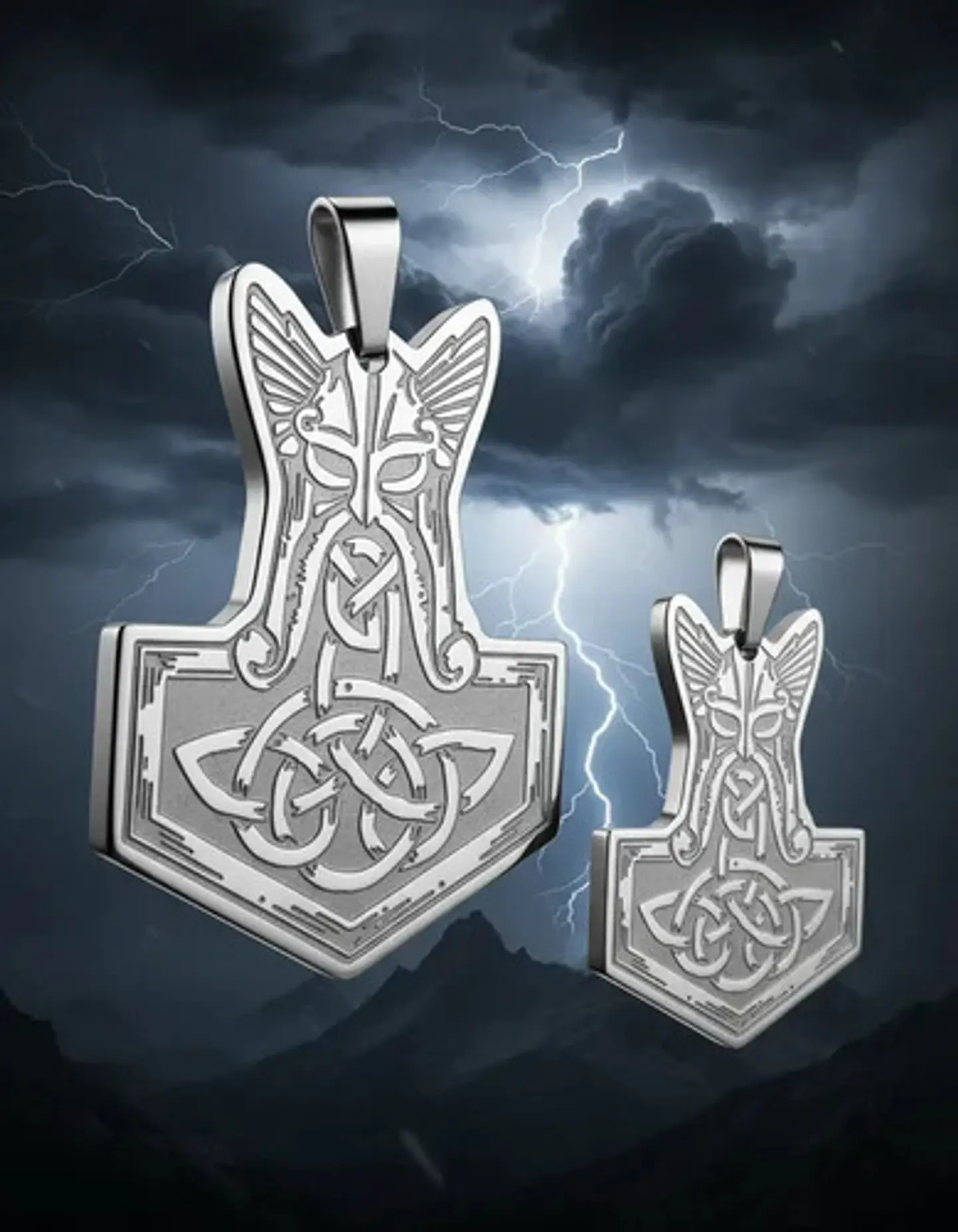 Set 2 Dijes Vikingos De Acero Para Hombres Amuletos Mjölnir 12