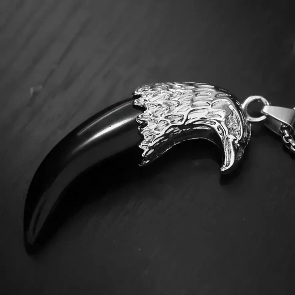 Collar Urbano Para Hombre Y Mujer Dije Aguila Forma Diente 5