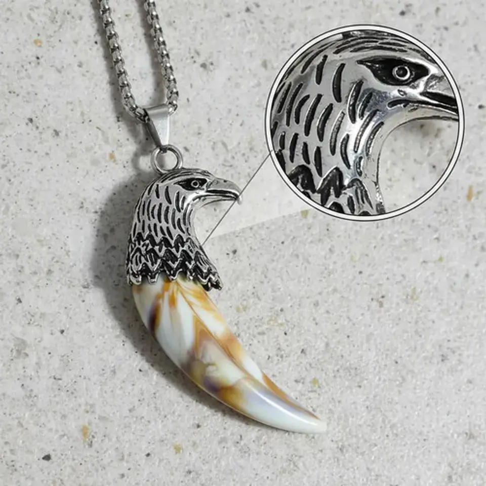 Collar Urbano Para Hombre Y Mujer Dije Aguila Forma Diente 13
