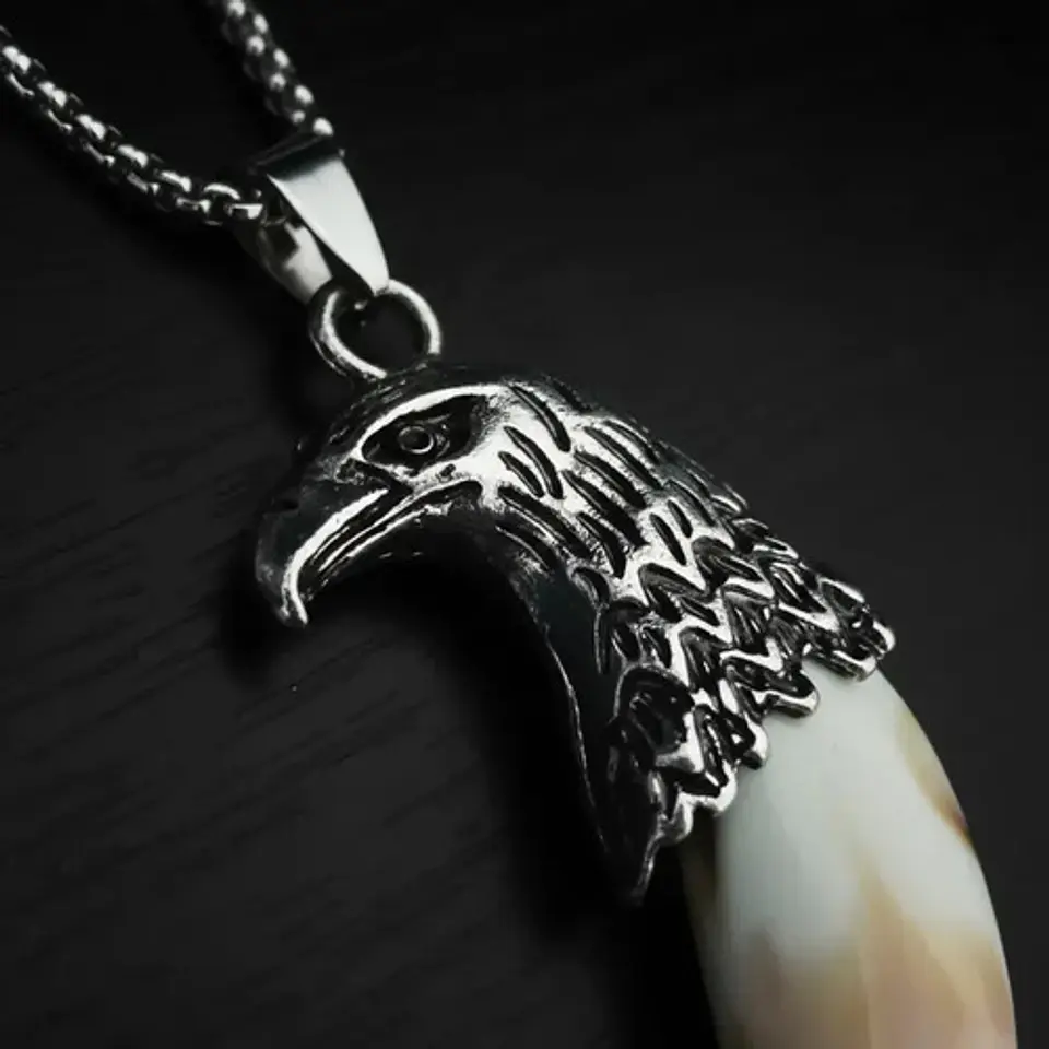 Collar Urbano Para Hombre Y Mujer Dije Aguila Forma Diente 17
