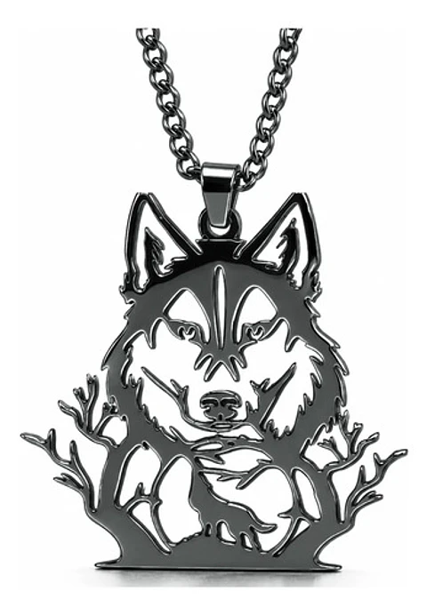 Collar De Acero Para Hombre Y Mujer Dije Bosque Lobo Vikingo