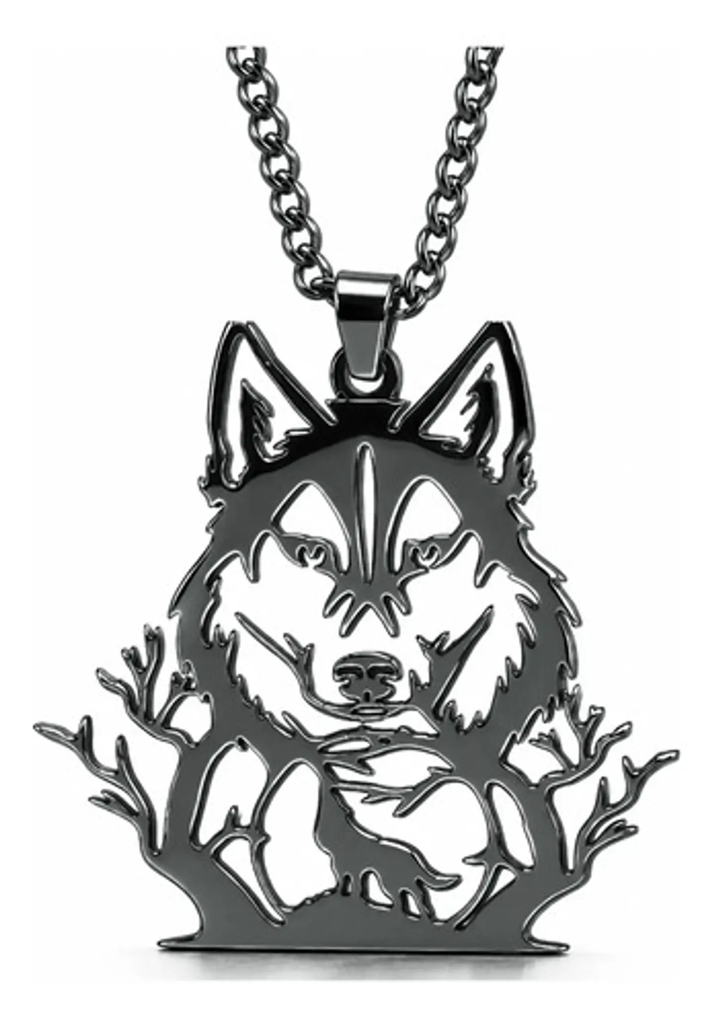 Collar De Acero Para Hombre Y Mujer Dije Bosque Lobo Vikingo 1