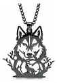 Collar De Acero Para Hombre Y Mujer Dije Bosque Lobo Vikingo - Miniatura 1