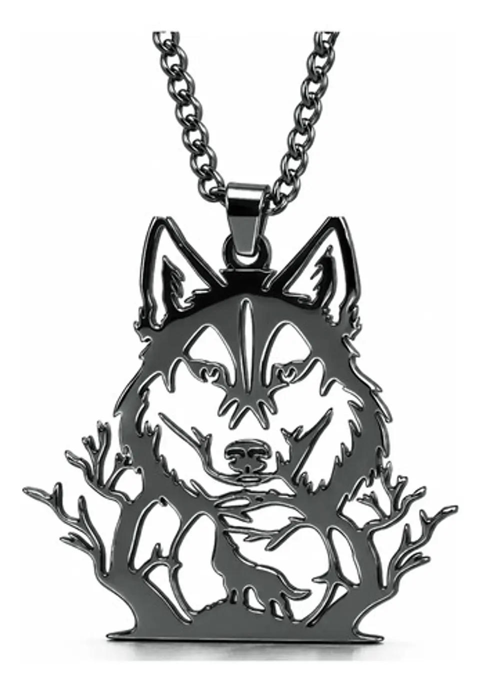 Collar De Acero Para Hombre Y Mujer Dije Bosque Lobo Vikingo 1