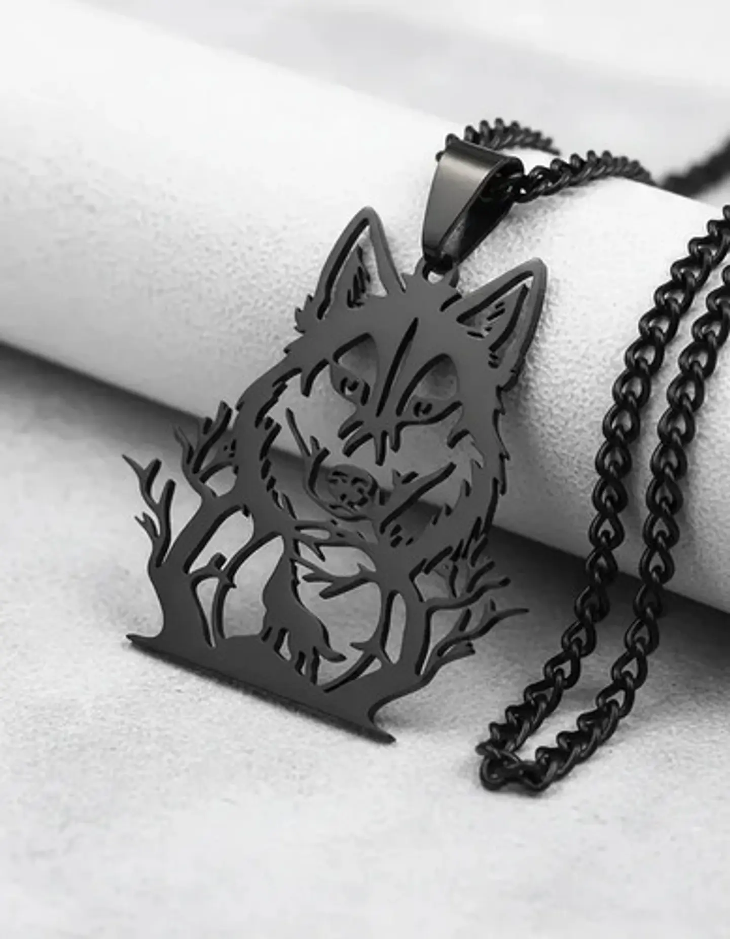Collar De Acero Para Hombre Y Mujer Dije Bosque Lobo Vikingo 3