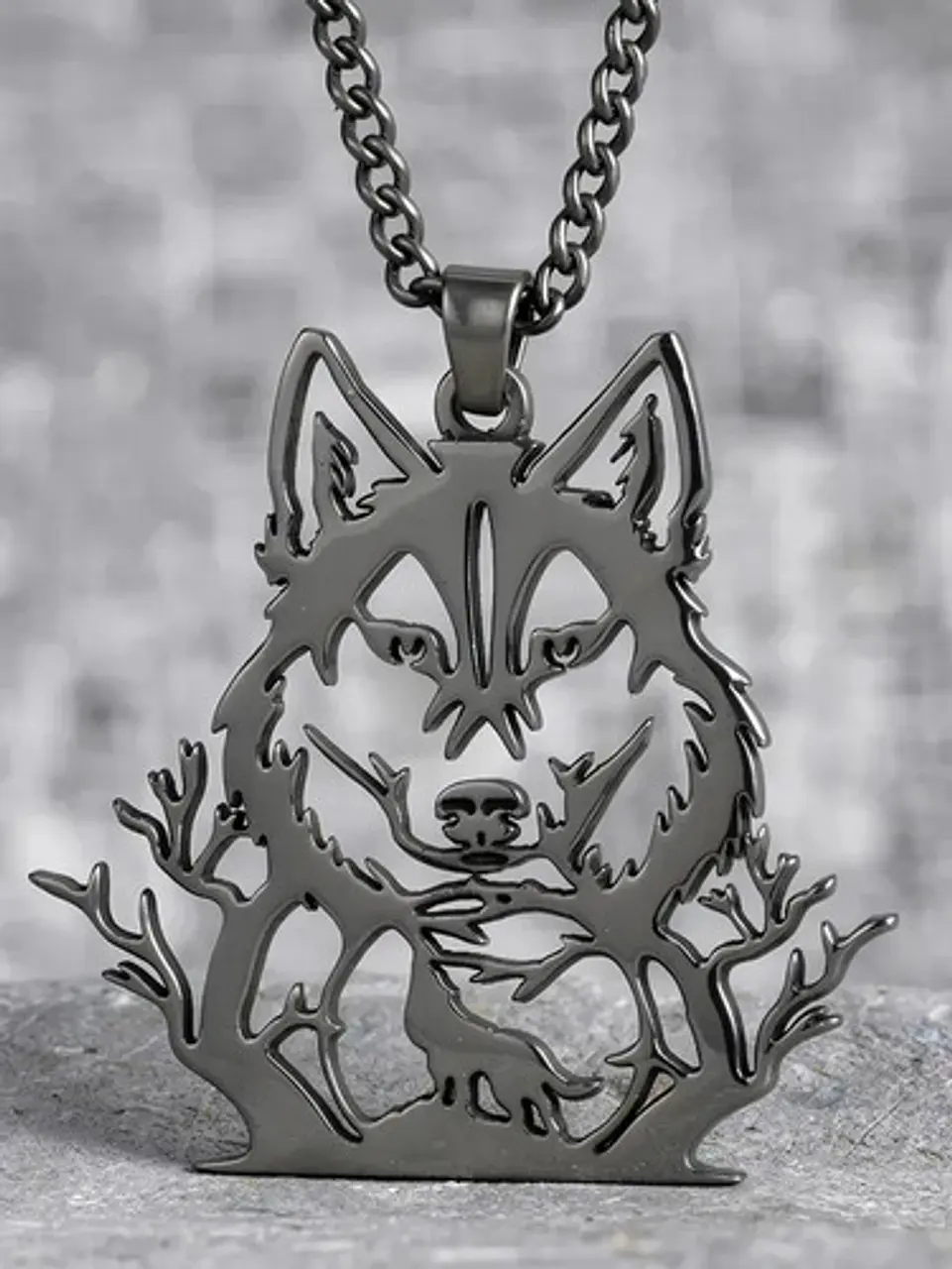 Collar De Acero Para Hombre Y Mujer Dije Bosque Lobo Vikingo 4