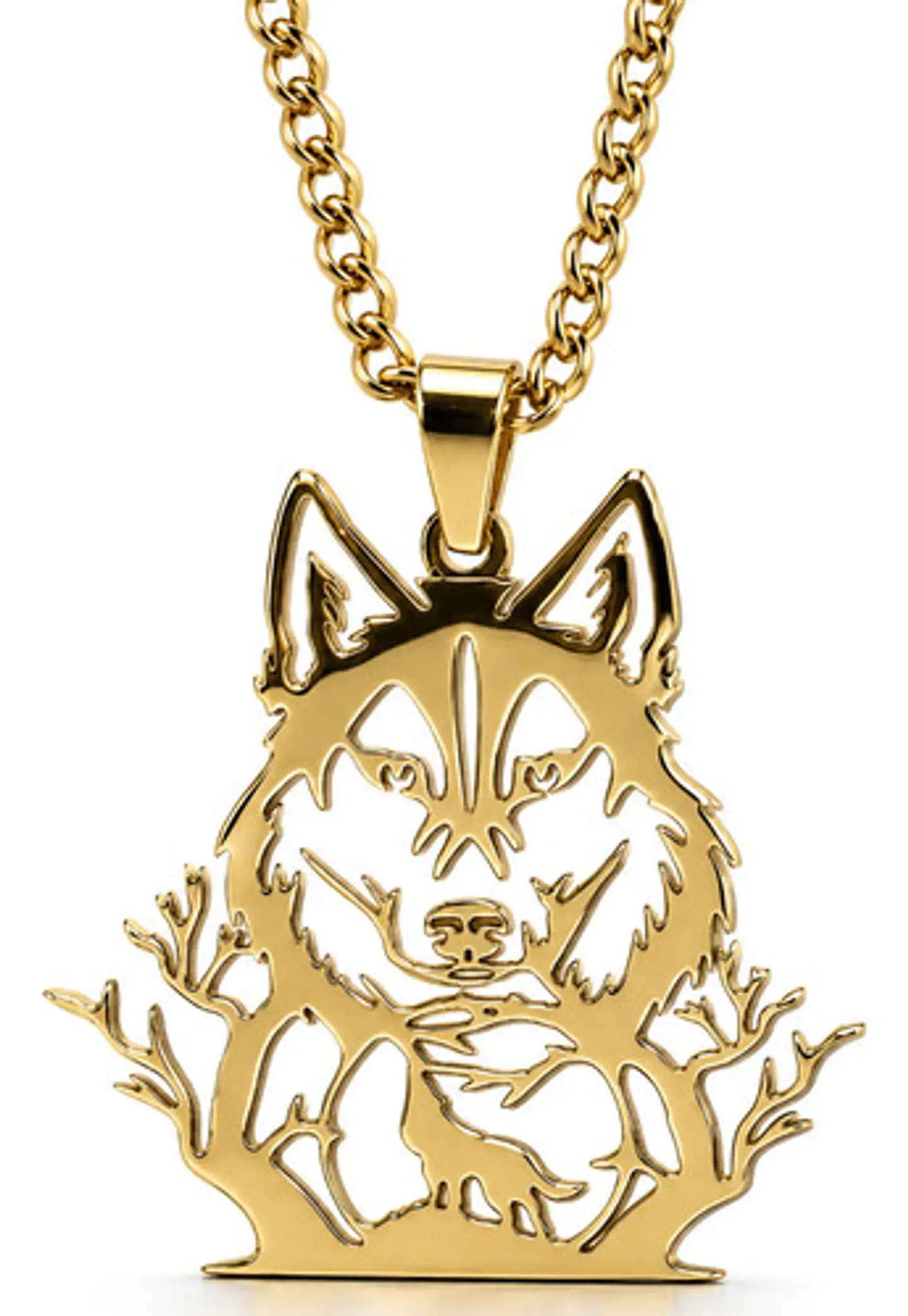 Collar De Acero Para Hombre Y Mujer Dije Bosque Lobo Vikingo 10