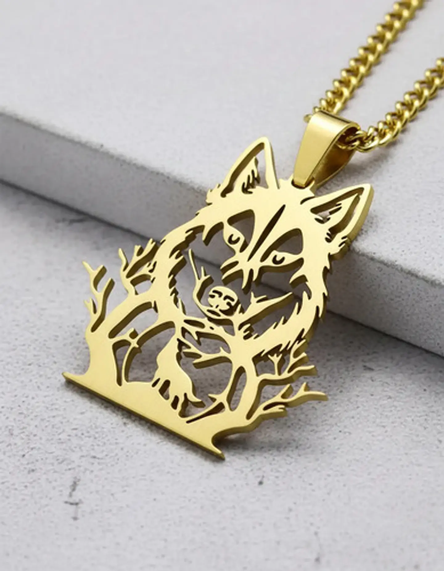 Collar De Acero Para Hombre Y Mujer Dije Bosque Lobo Vikingo 11