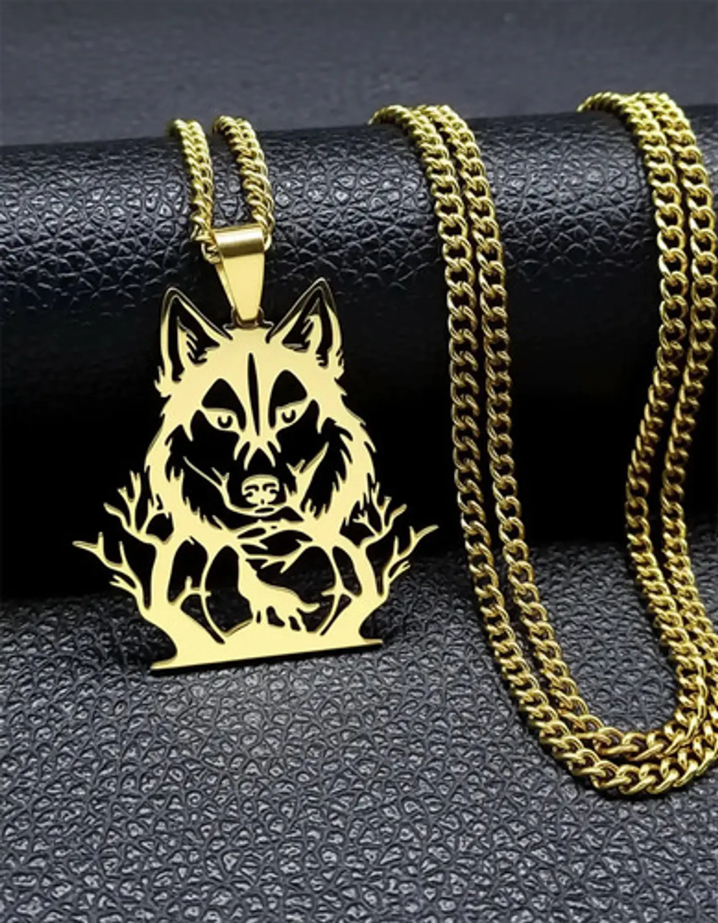 Collar De Acero Para Hombre Y Mujer Dije Bosque Lobo Vikingo 13