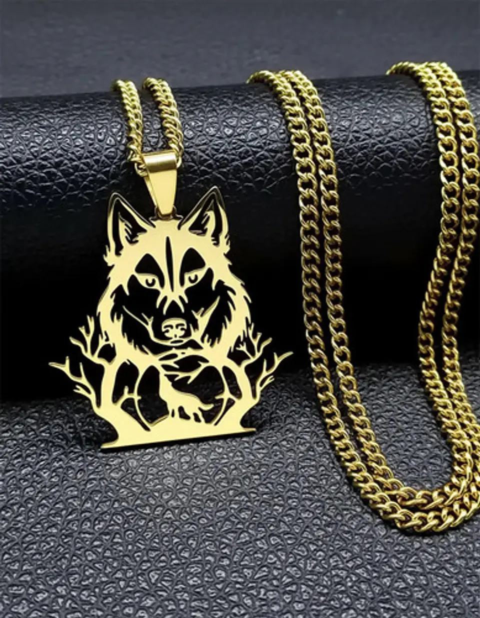 Collar De Acero Para Hombre Y Mujer Dije Bosque Lobo Vikingo 13