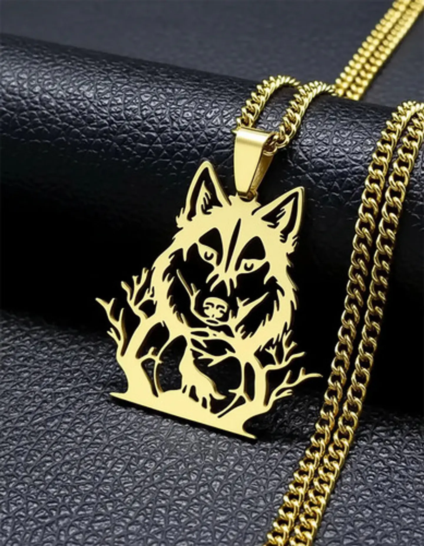 Collar De Acero Para Hombre Y Mujer Dije Bosque Lobo Vikingo 14