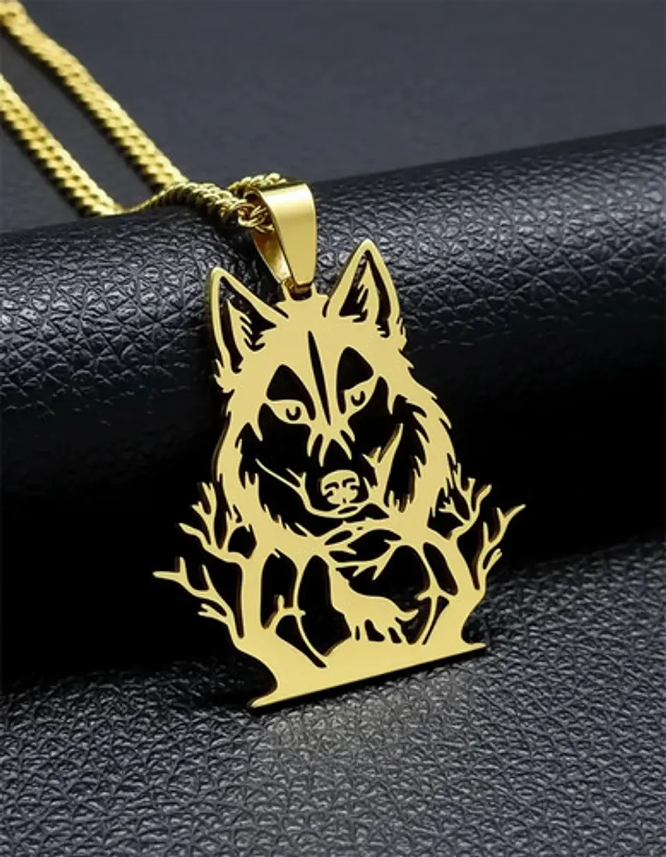 Collar De Acero Para Hombre Y Mujer Dije Bosque Lobo Vikingo 16
