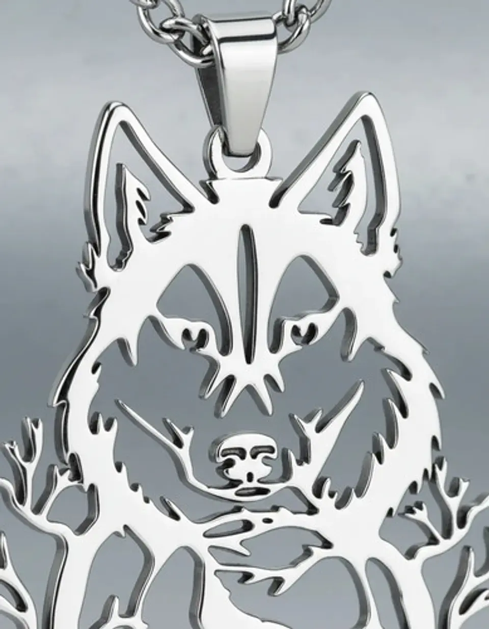 Collar De Acero Para Hombre Y Mujer Dije Bosque Lobo Vikingo 19