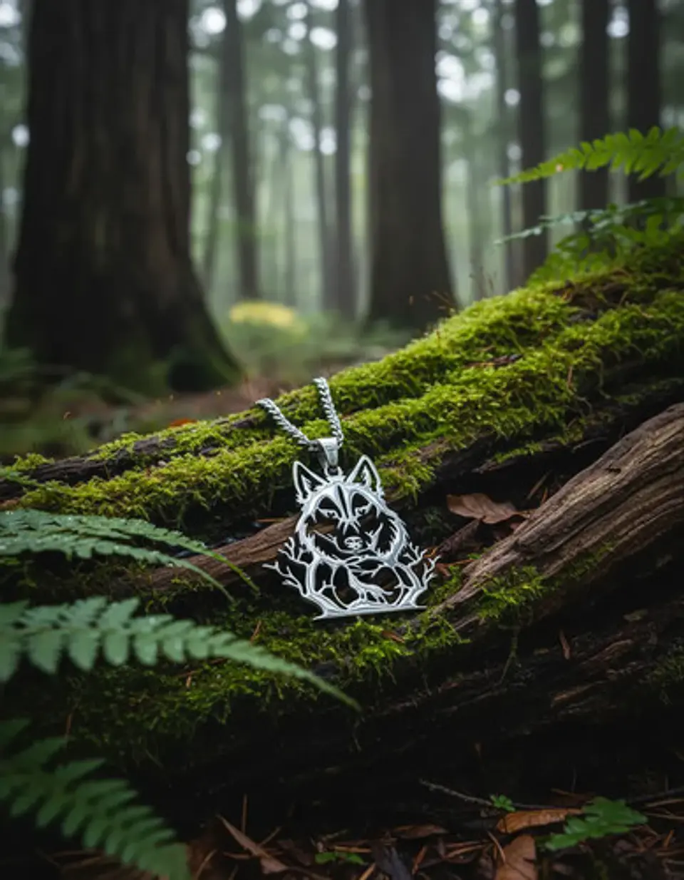 Collar De Acero Para Hombre Y Mujer Dije Bosque Lobo Vikingo 20