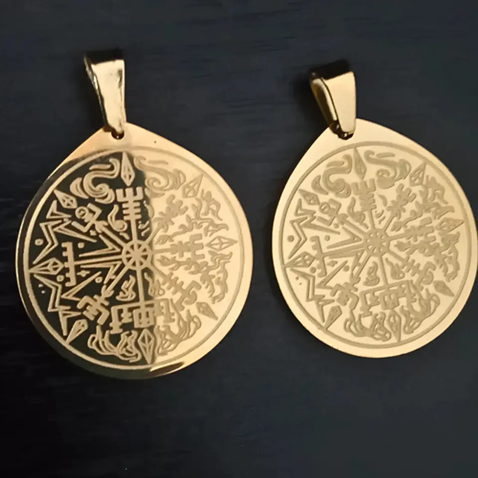 Pack X2 Vikingos De Acero Para Hombre Dijes Vegvisir Amuleto 9
