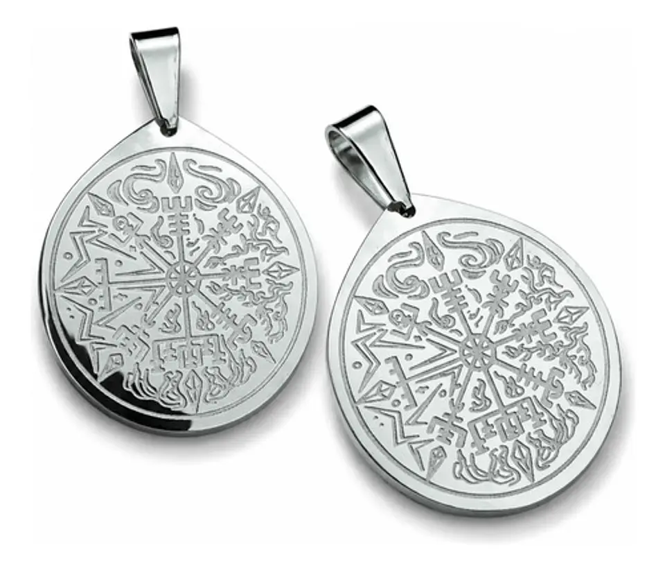 Pack X2 Vikingos De Acero Para Hombre Dijes Vegvisir Amuleto 11
