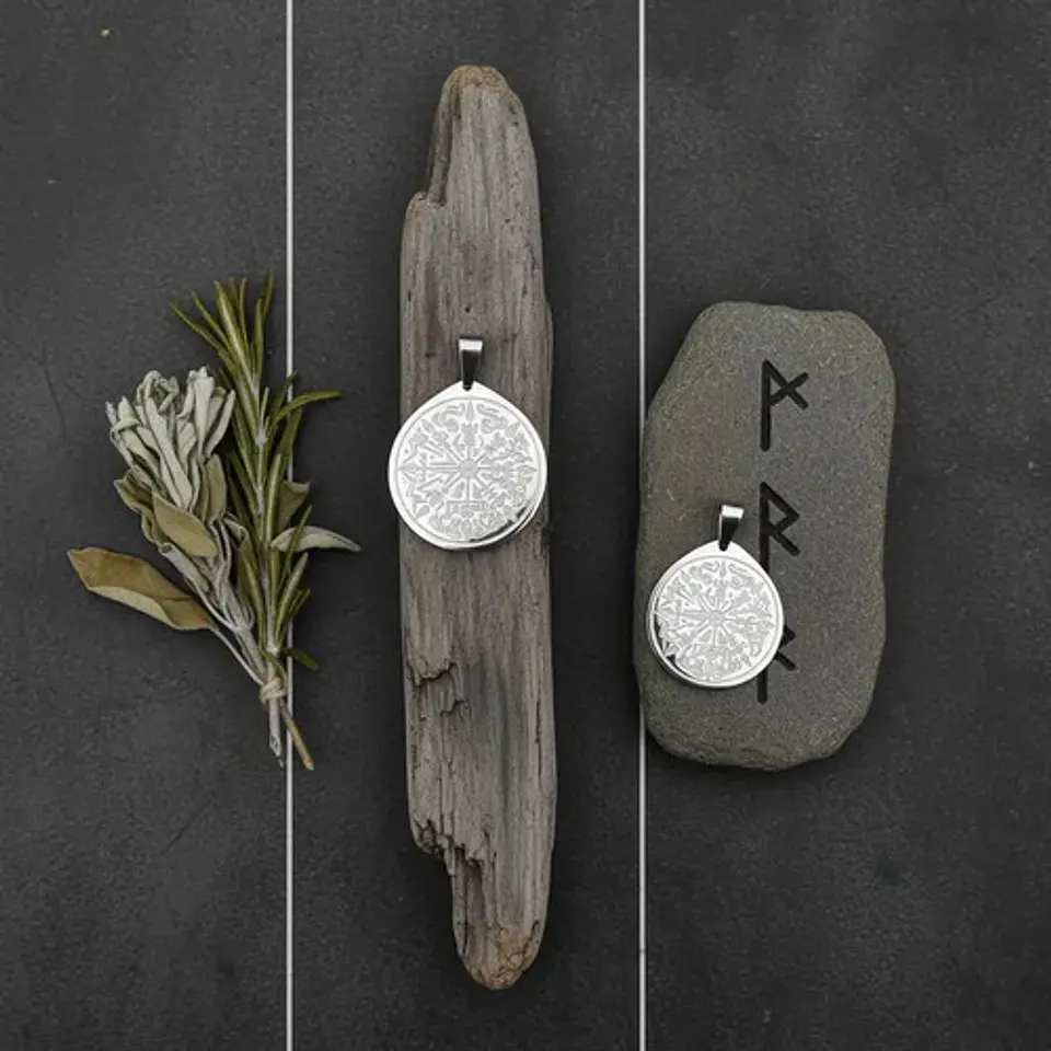 Pack X2 Vikingos De Acero Para Hombre Dijes Vegvisir Amuleto 15