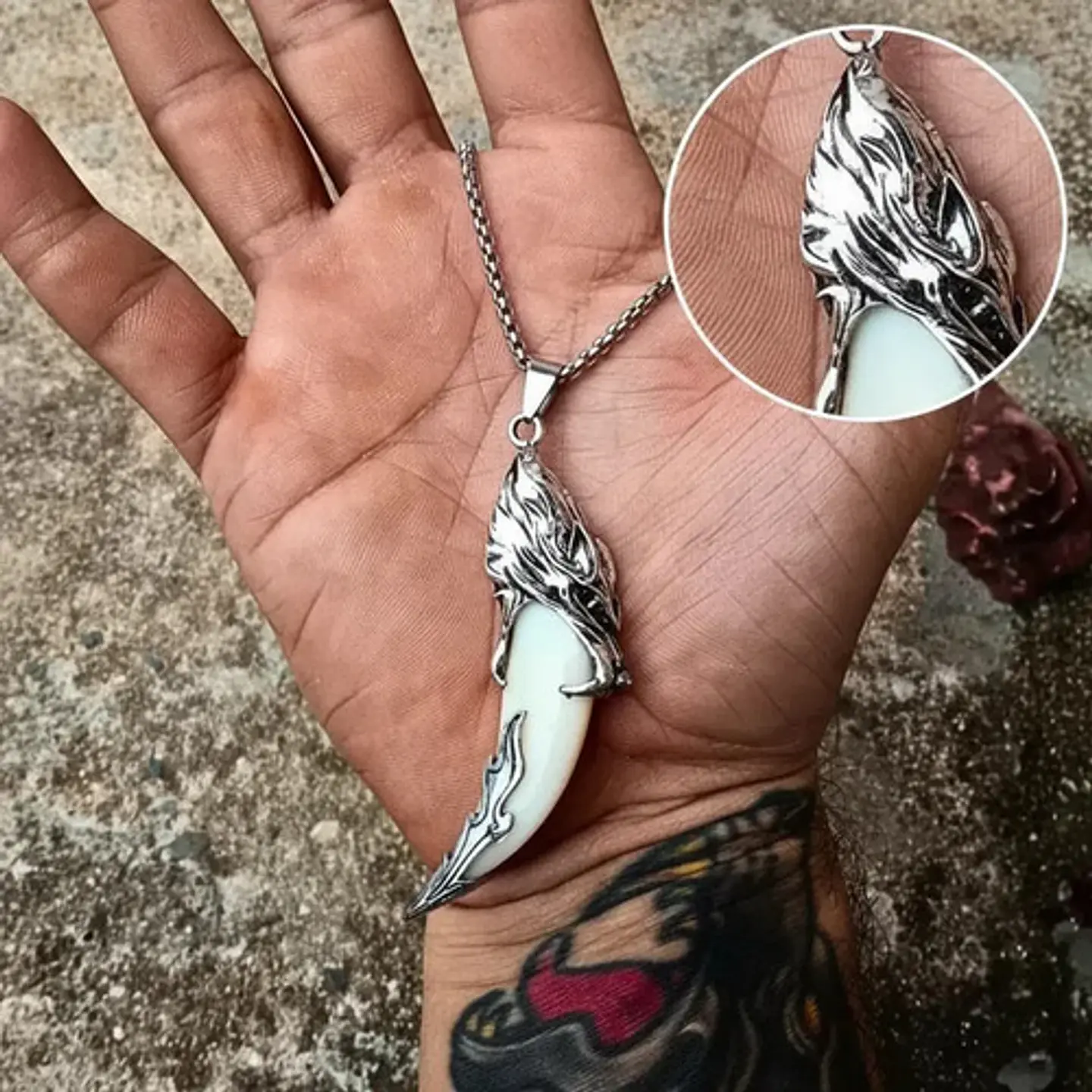 Collar Vikingo Para Hombre Y Mujer Dije En Forma Diente Lobo 4