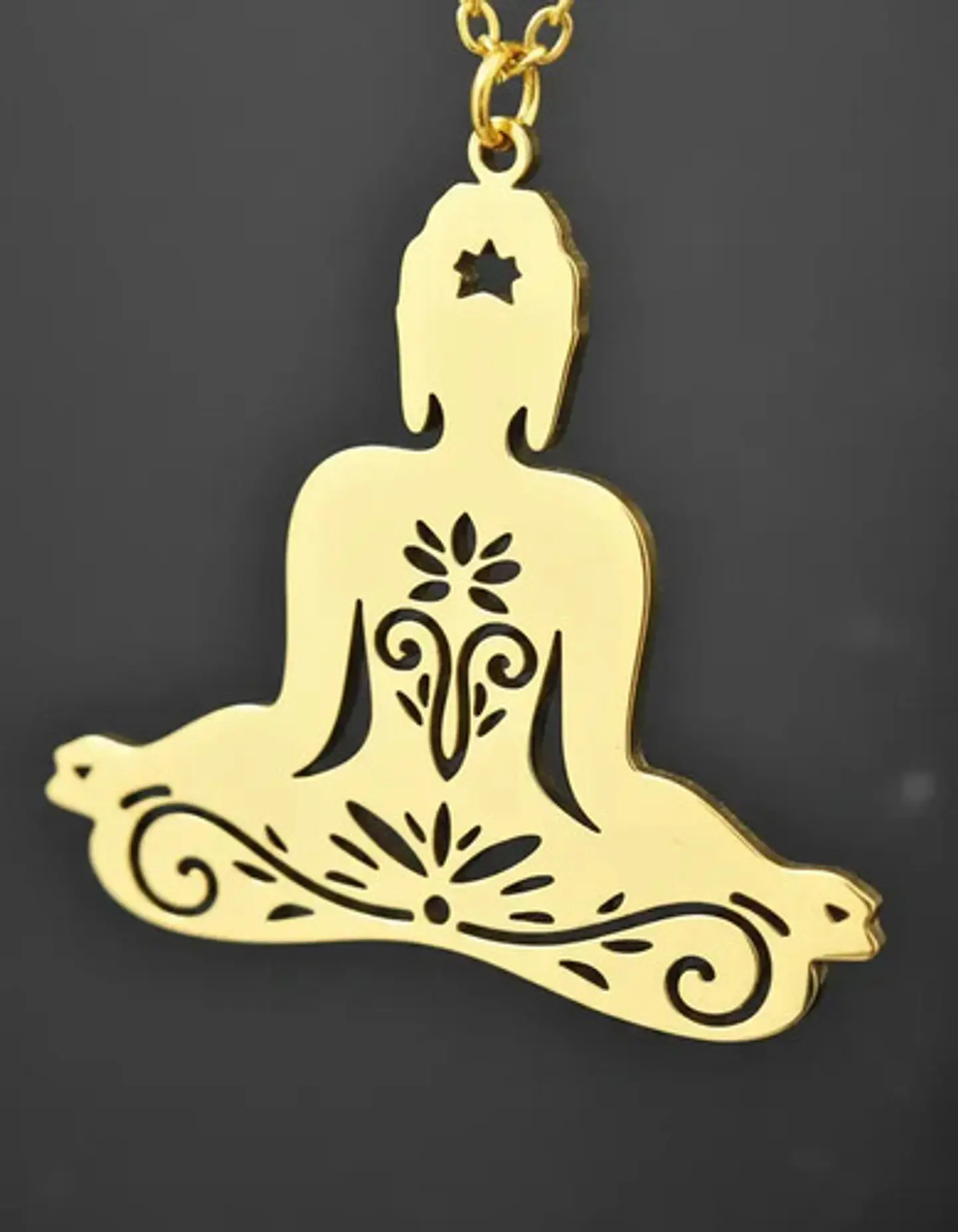 Collar De Acero Para Mujer Dije Buda En Meditación Zen Yoga 5
