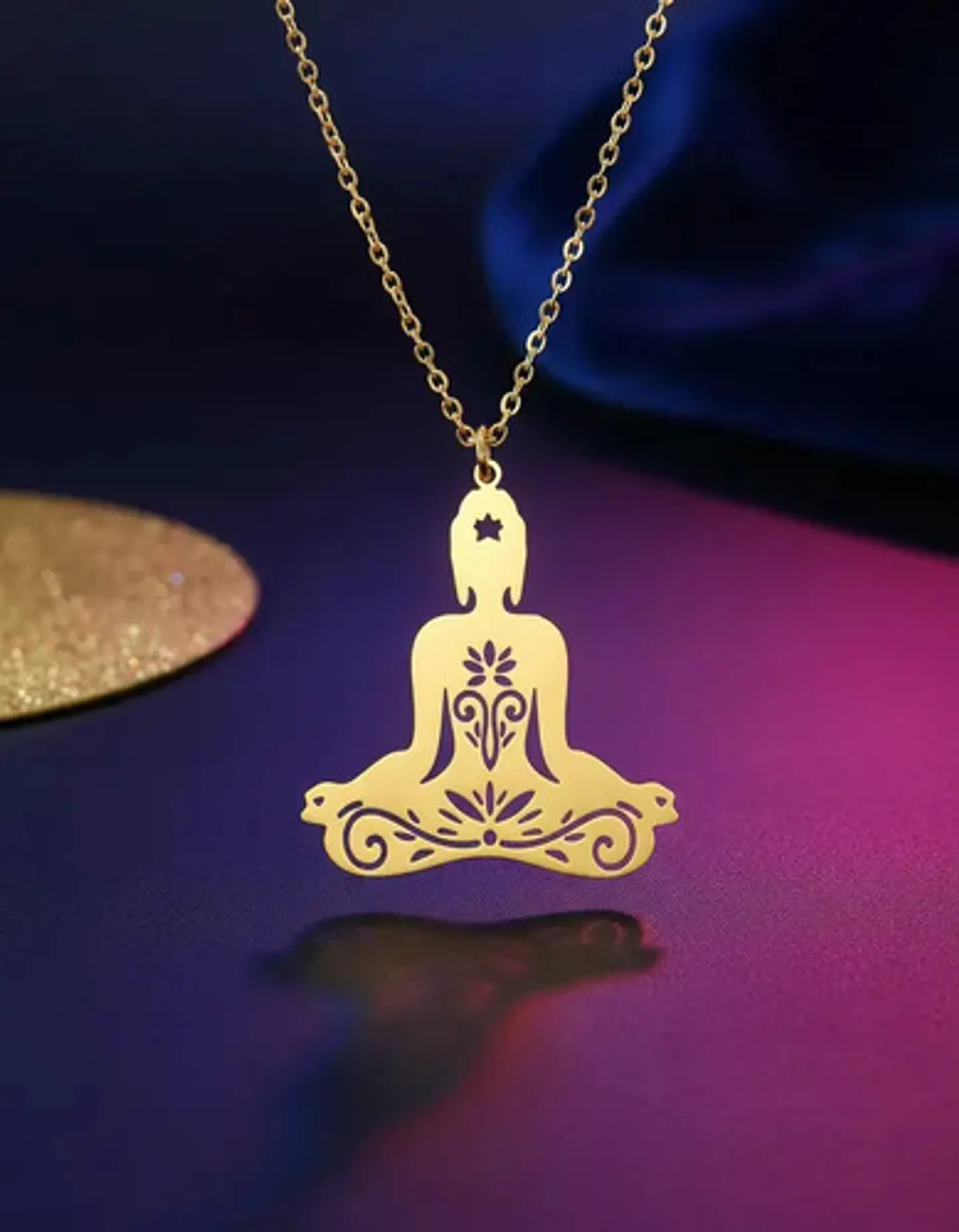Collar De Acero Para Mujer Dije Buda En Meditación Zen Yoga 8