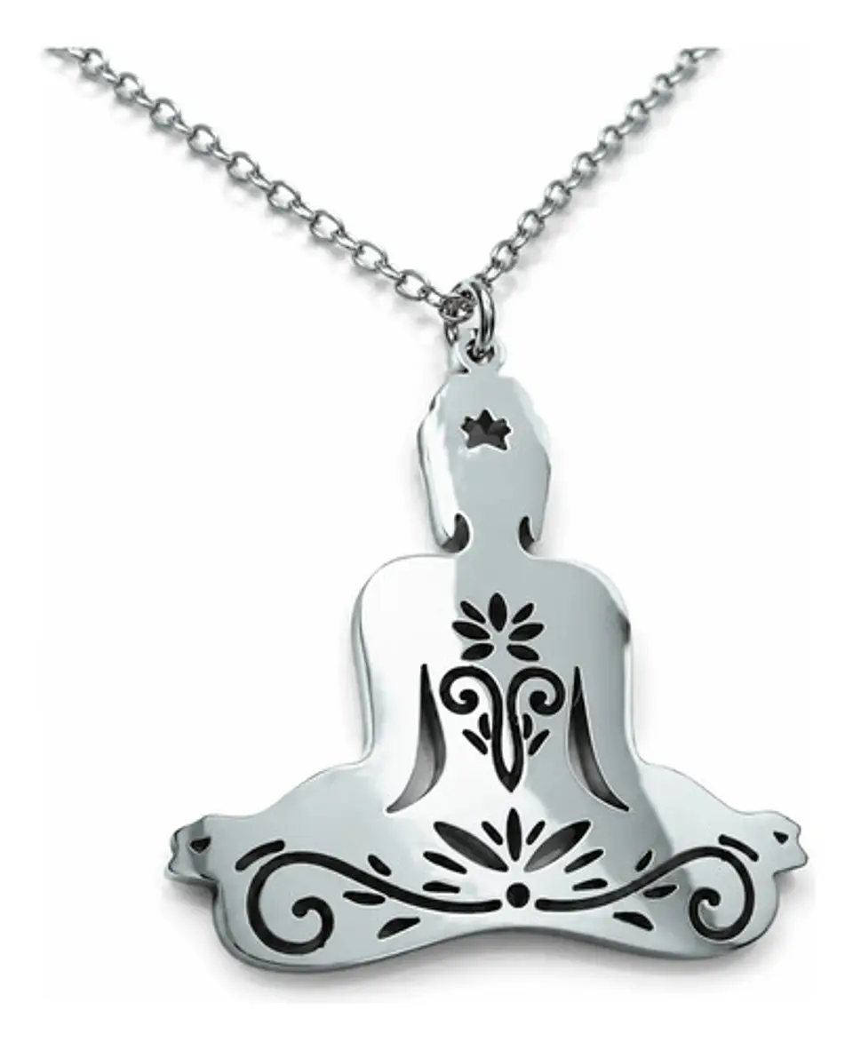 Collar De Acero Para Mujer Dije Buda En Meditación Zen Yoga 11