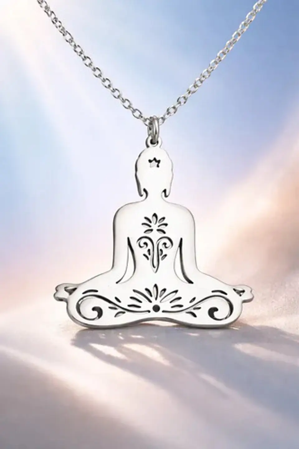 Collar De Acero Para Mujer Dije Buda En Meditación Zen Yoga 12