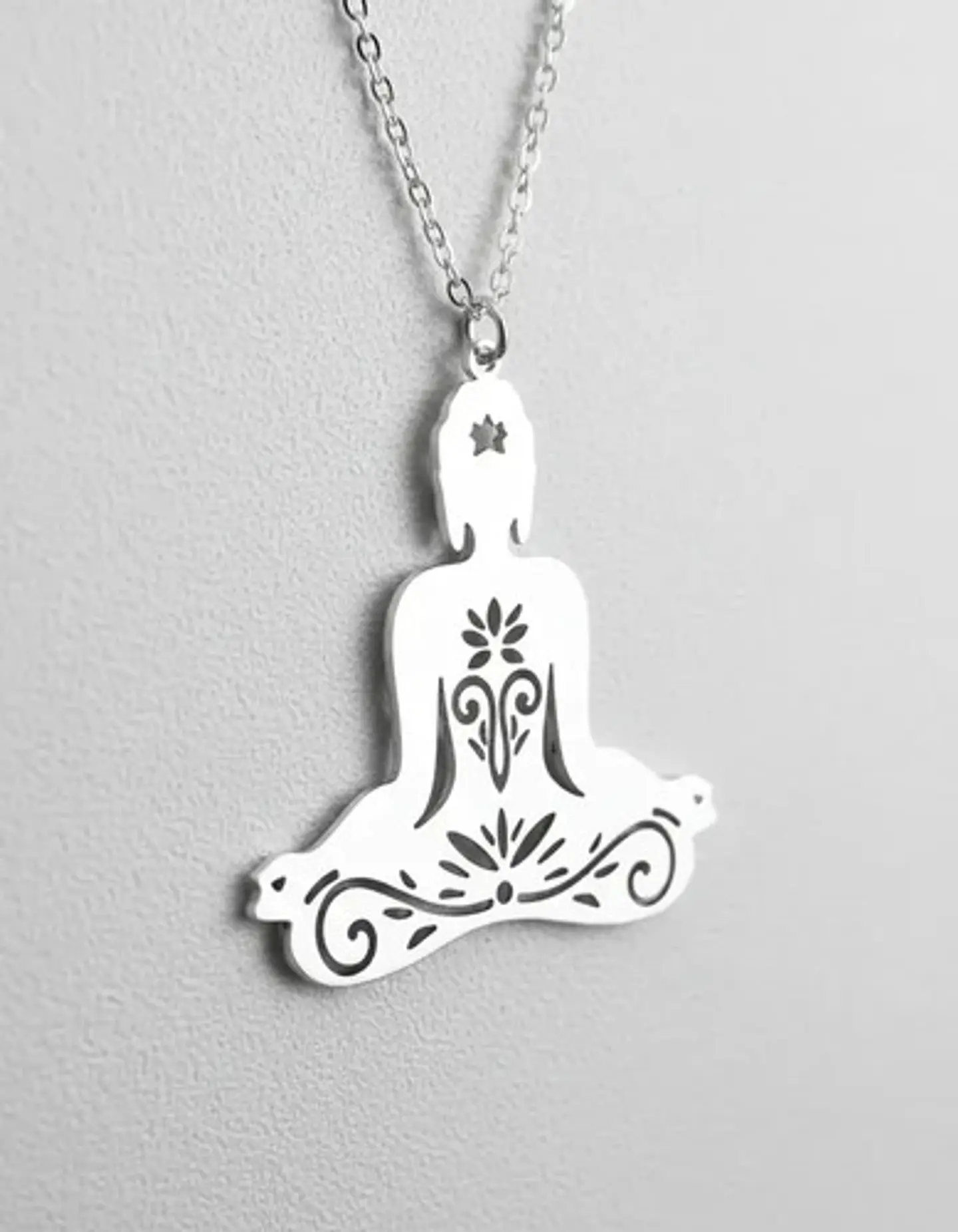 Collar De Acero Para Mujer Dije Buda En Meditación Zen Yoga 14