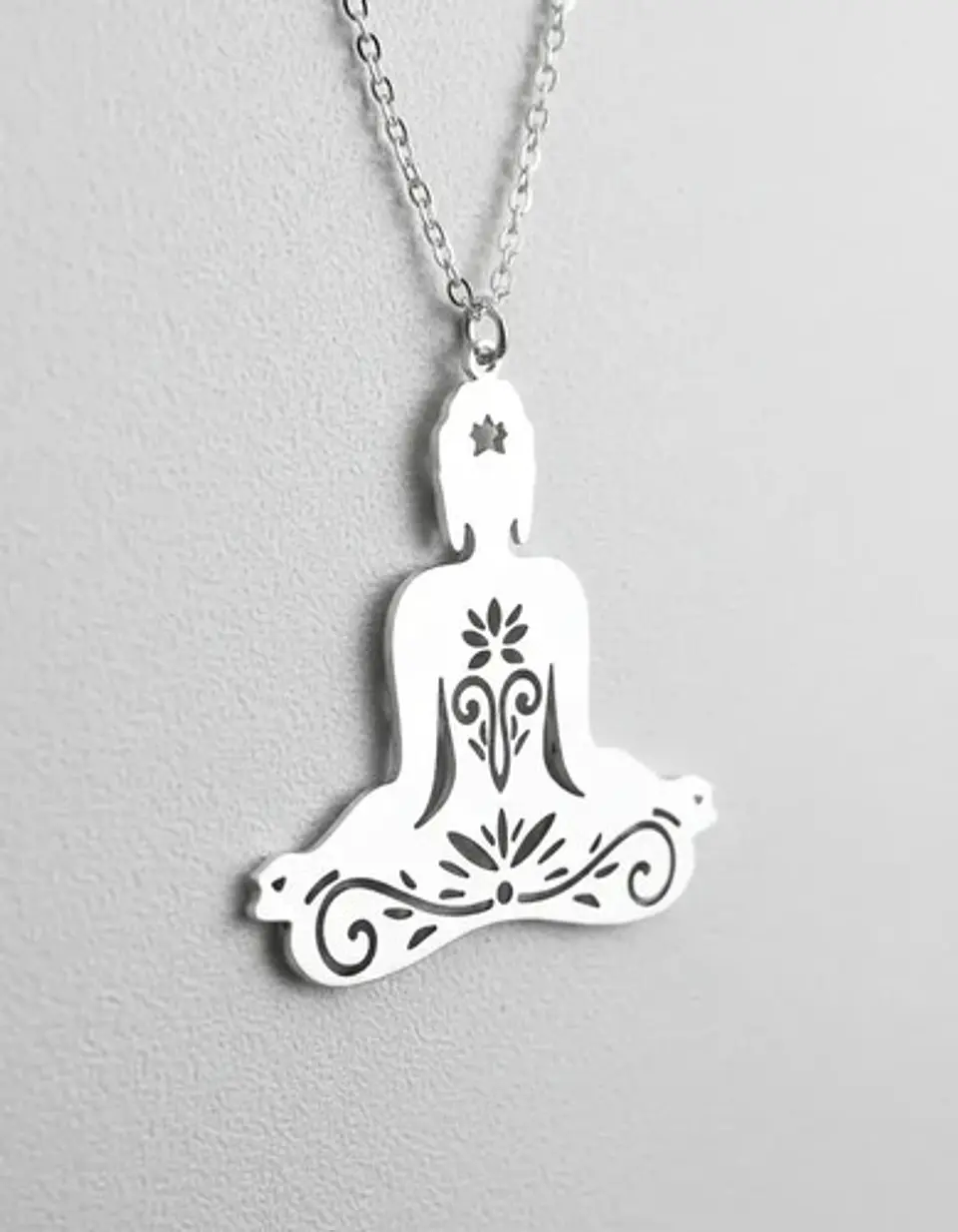 Collar De Acero Para Mujer Dije Buda En Meditación Zen Yoga 14