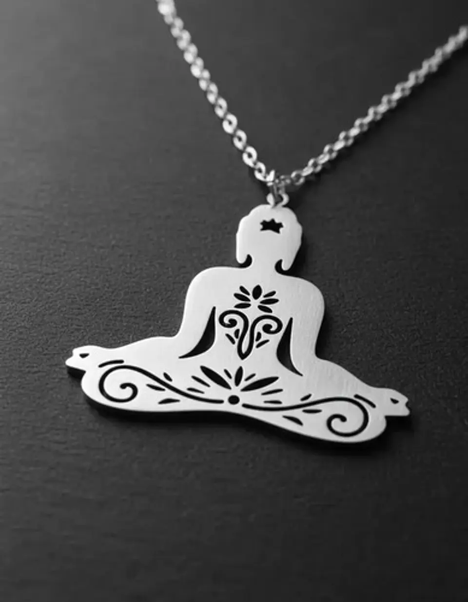 Collar De Acero Para Mujer Dije Buda En Meditación Zen Yoga 20