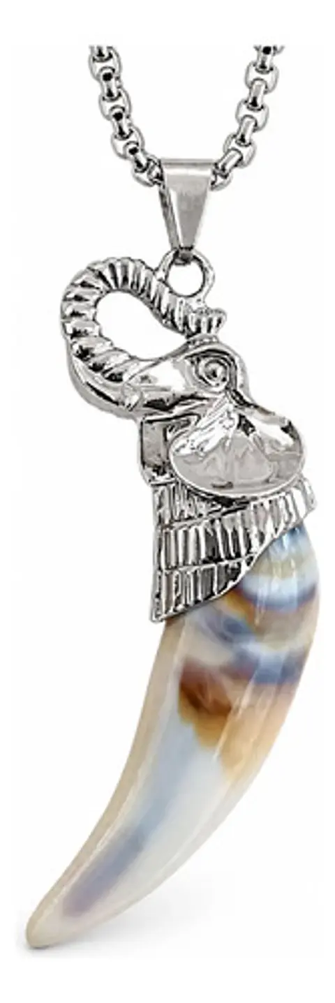 Collar Para Hombres Y Mujeres Dije Colmillo Diente Elefante