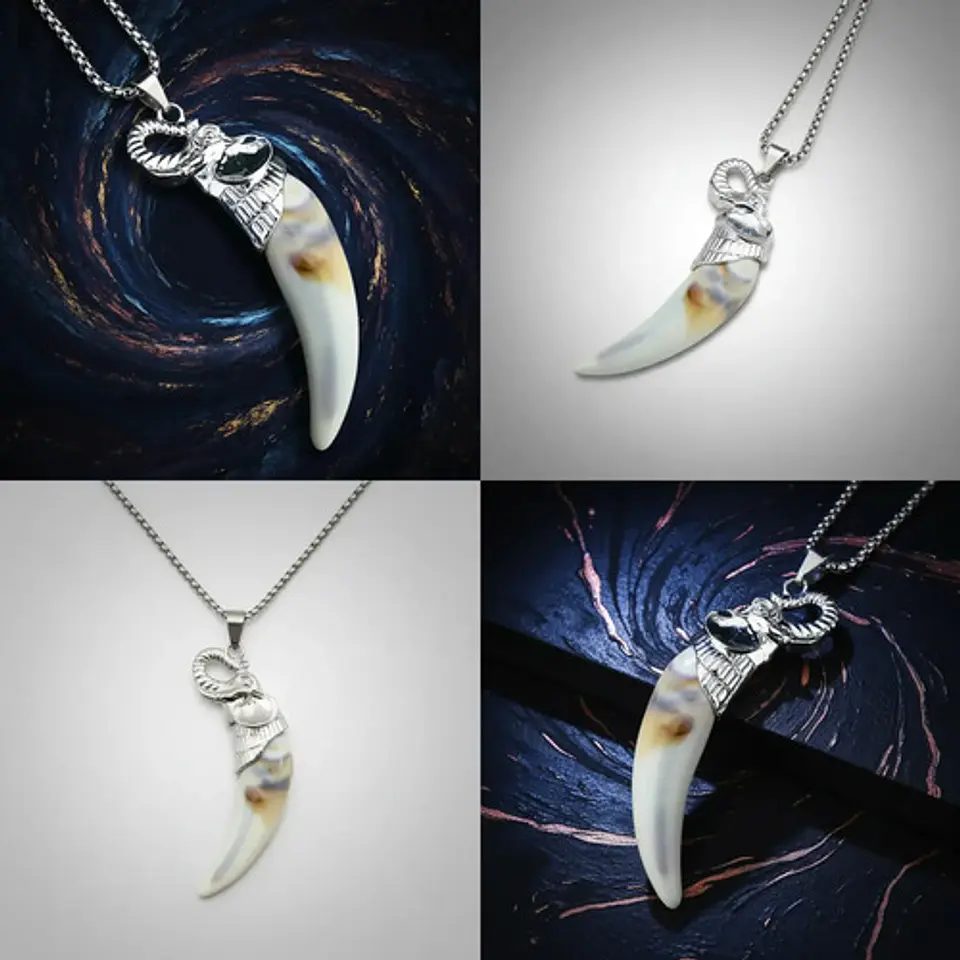 Collar Para Hombres Y Mujeres Dije Colmillo Diente Elefante 3