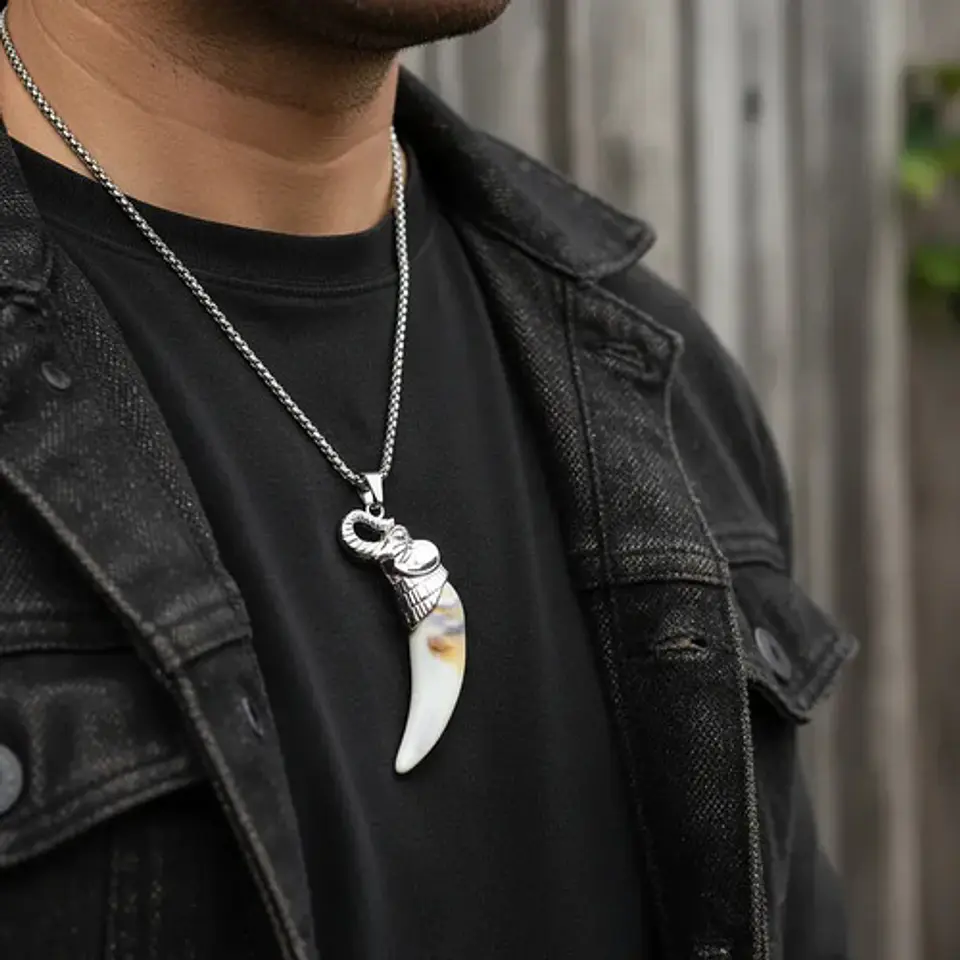 Collar Para Hombres Y Mujeres Dije Colmillo Diente Elefante 8