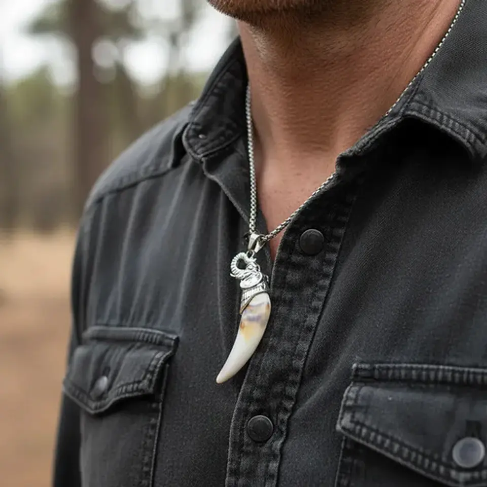 Collar Para Hombres Y Mujeres Dije Colmillo Diente Elefante 9