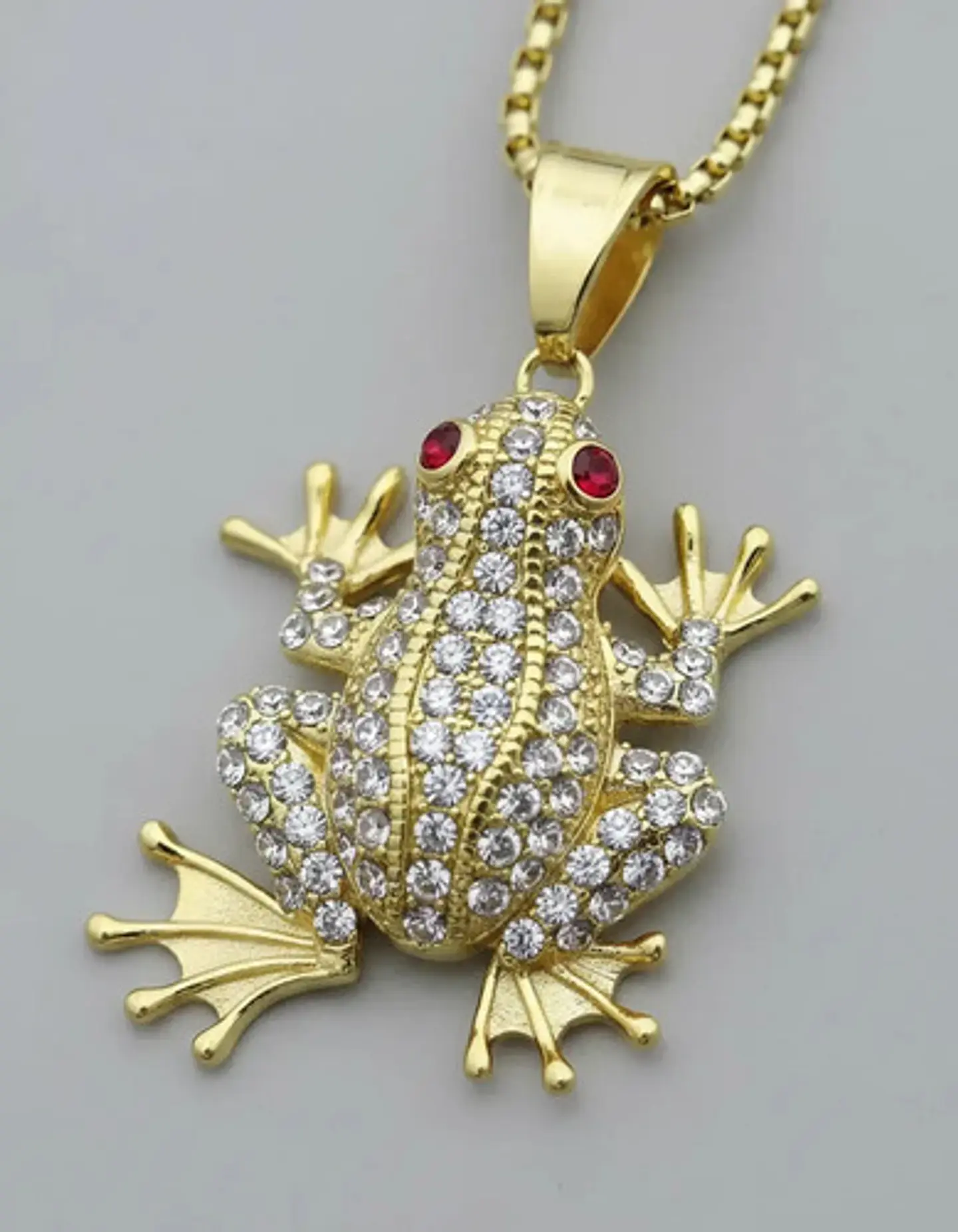 Collar De Acero Para Hombre Y Mujer Dije Rana Piedras Hiphop 2