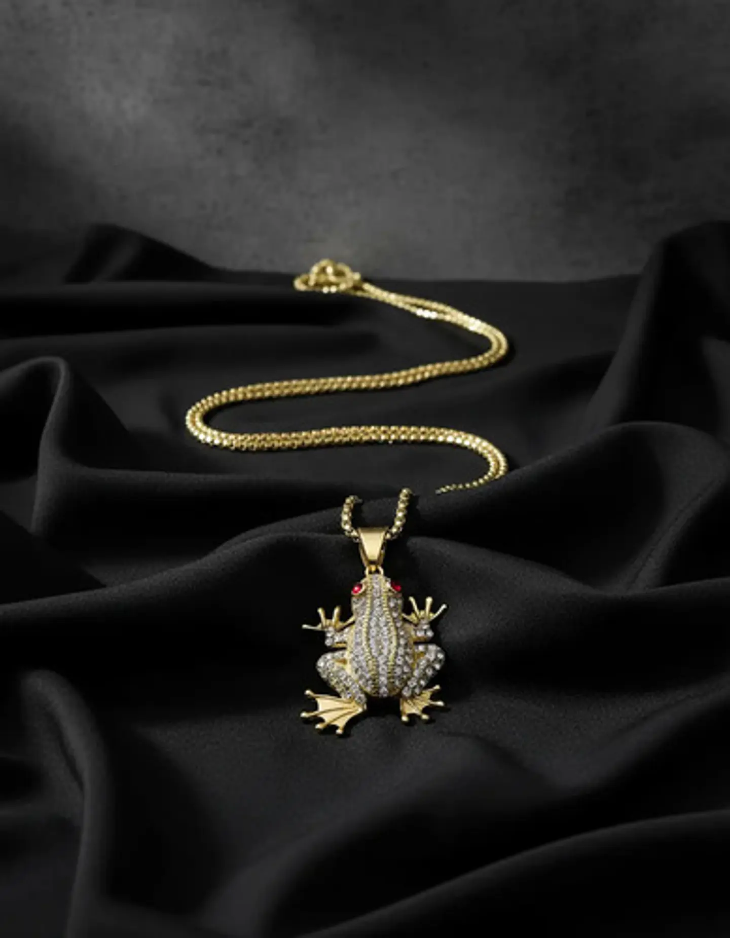 Collar De Acero Para Hombre Y Mujer Dije Rana Piedras Hiphop 9