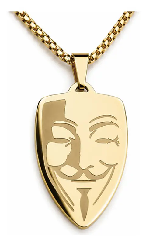 Collar De Acero Para Hombre Mujer Dije Guy Fawkes Anonymous