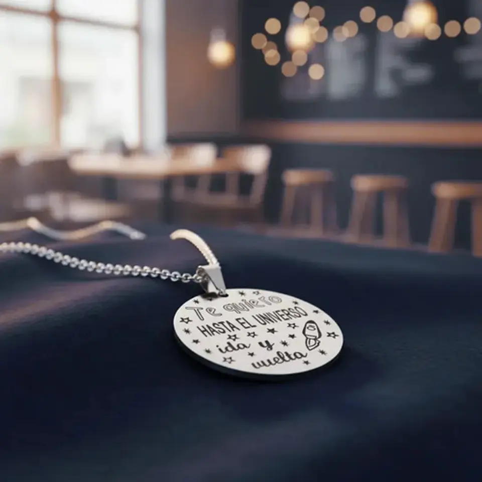 Collar De Acero Para Mujer Dije Te Quiero Hasta El Universo 9