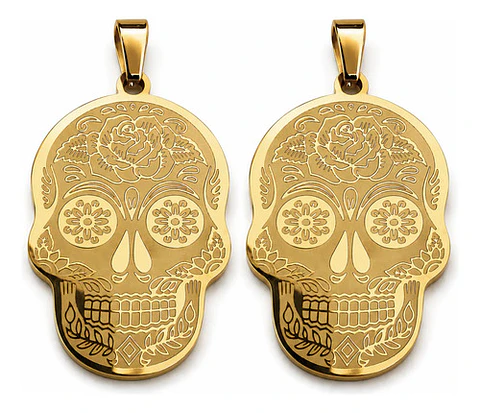 Set 2 Dijes De Acero Para Hombres Y Mujeres Calavera Cráneo