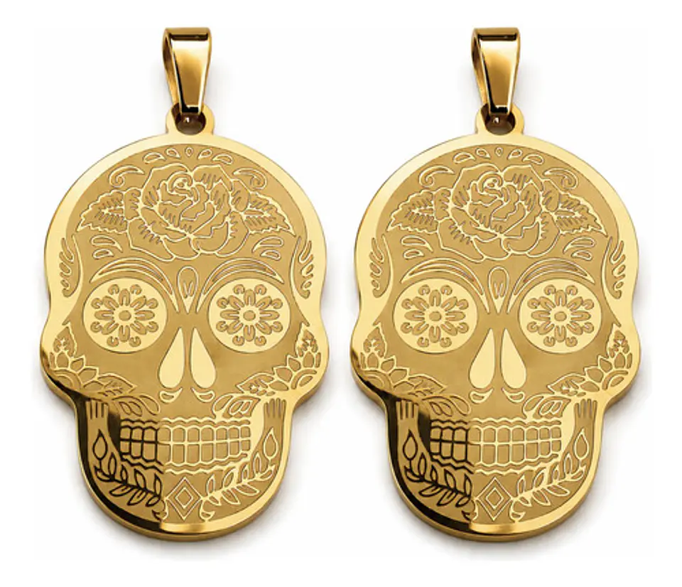 Set 2 Dijes De Acero Para Hombres Y Mujeres Calavera Cráneo 1