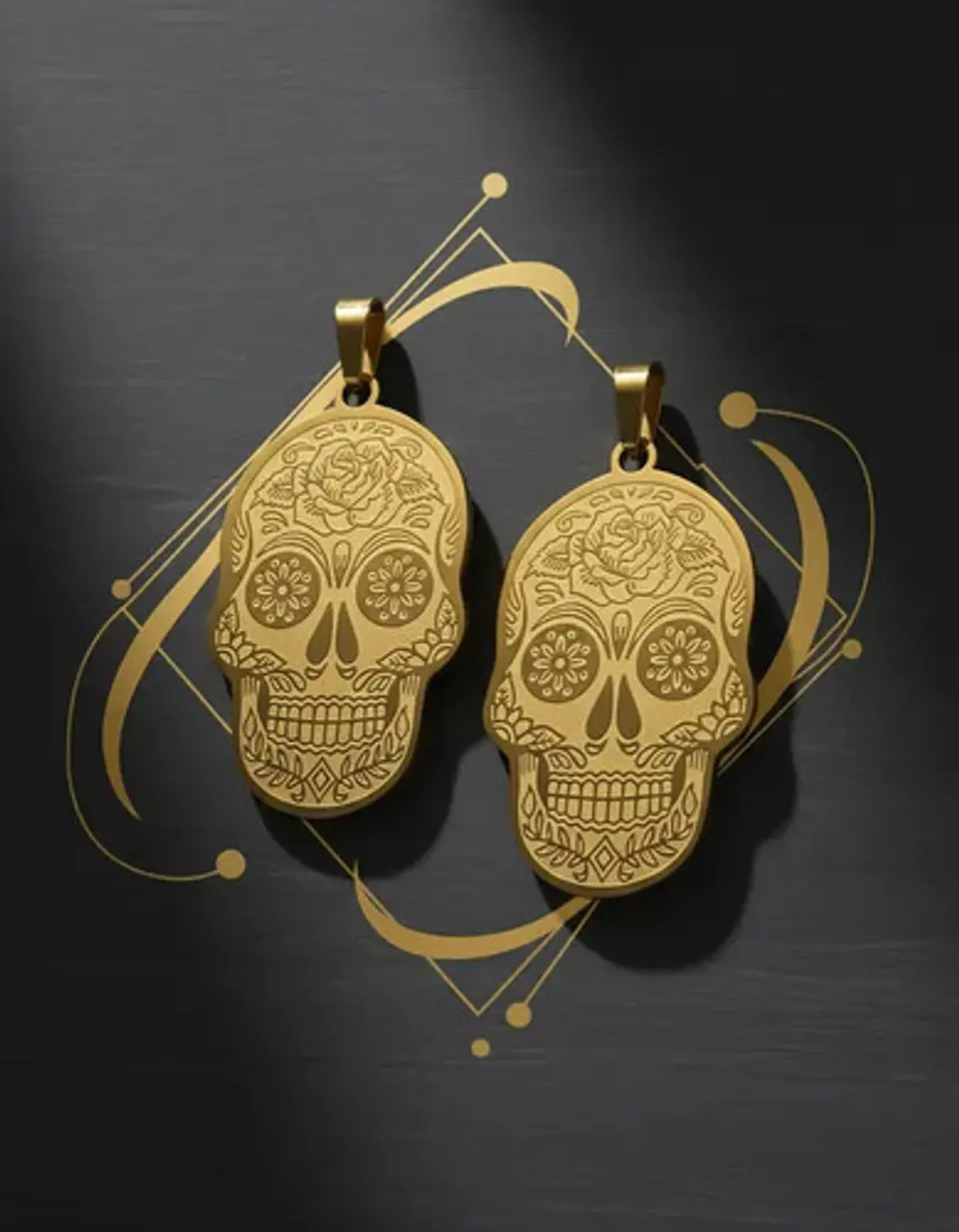 Set 2 Dijes De Acero Para Hombres Y Mujeres Calavera Cráneo 2